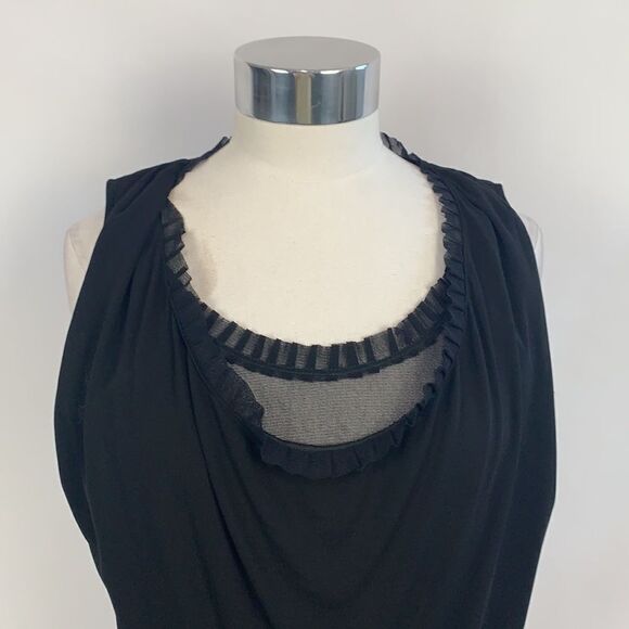 Fuzzi black mesh drape neck tank top - Picture 2 of 7